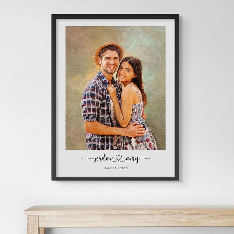 Custom Engagement Anniversary Couple Portrait