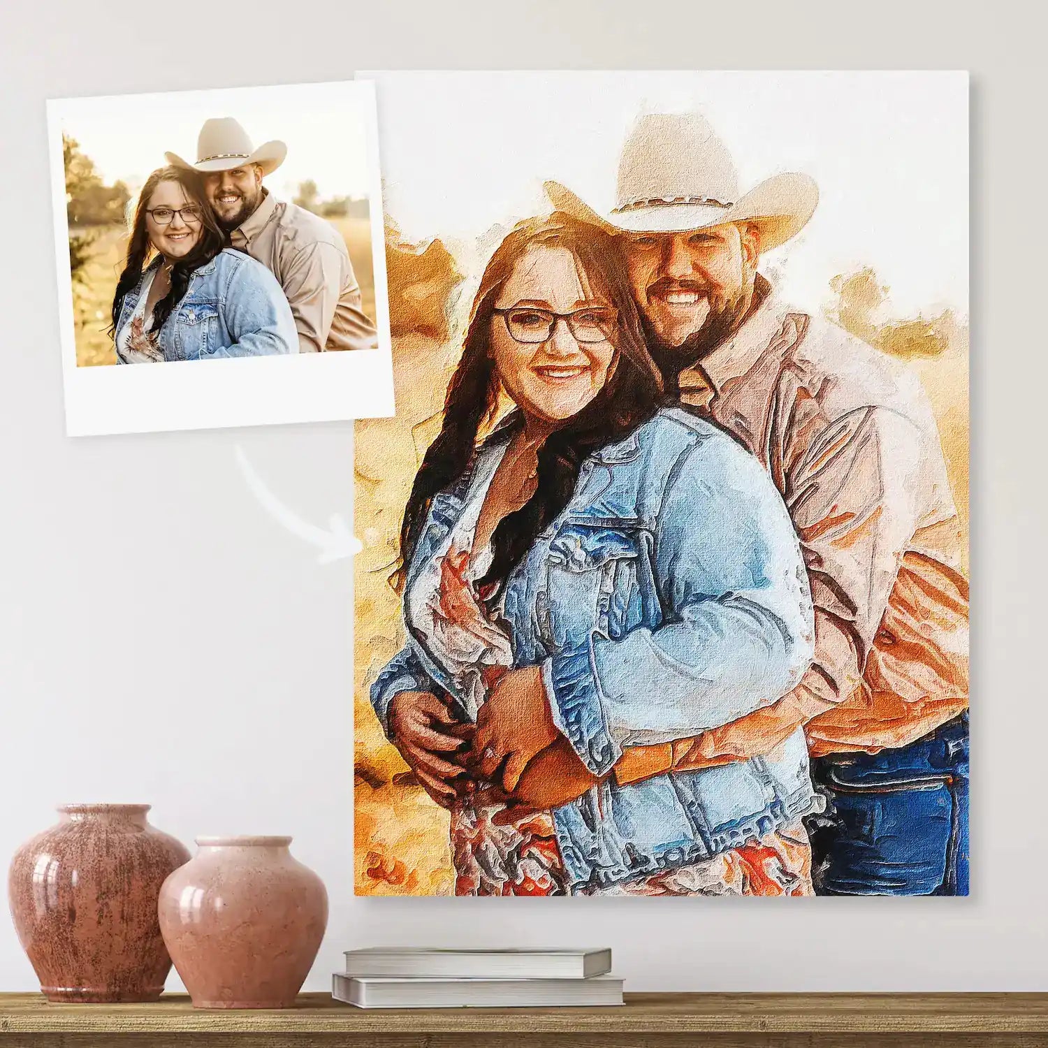 Custom Engagement Anniversary Couple Portrait