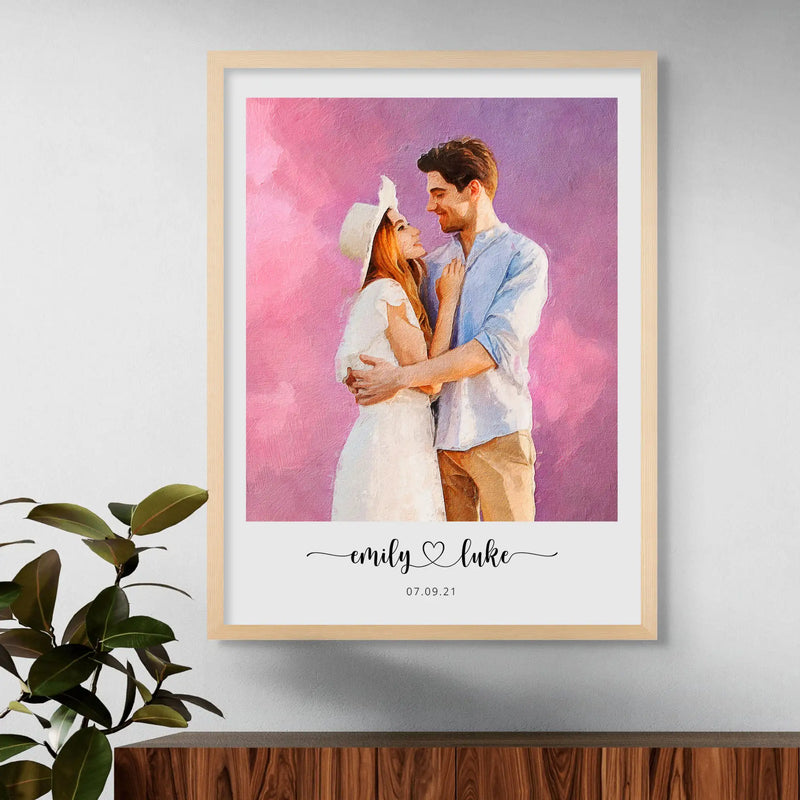 Custom Engagement Anniversary Couple Portrait