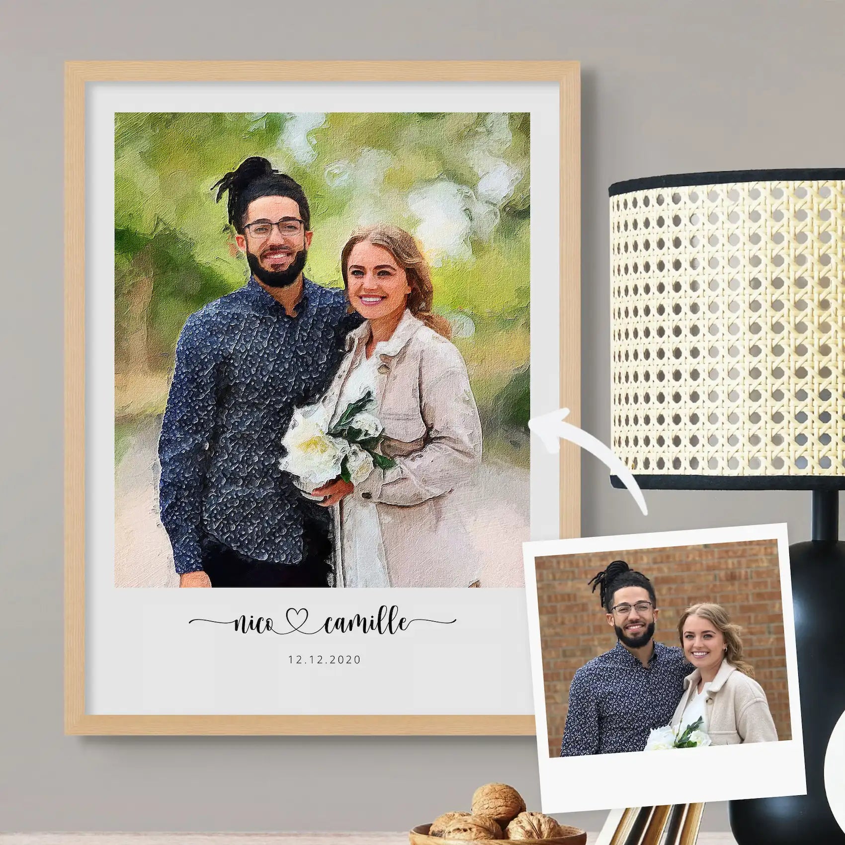Custom Engagement Anniversary Couple Portrait