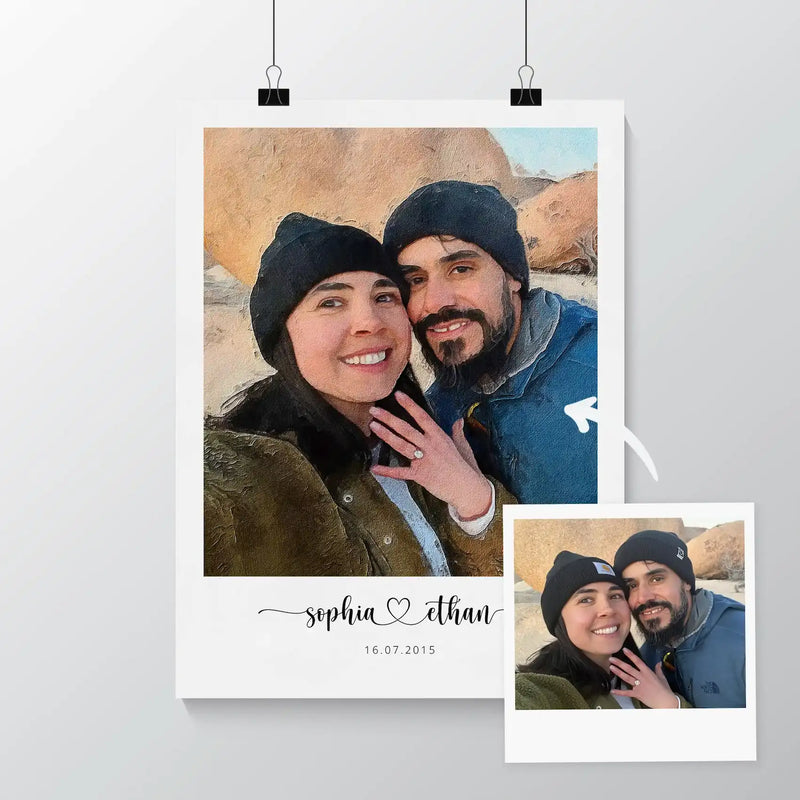 Custom Engagement Anniversary Couple Portrait