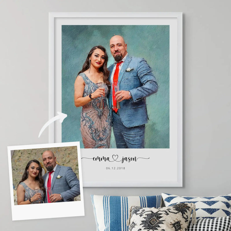 Custom Engagement Anniversary Couple Portrait