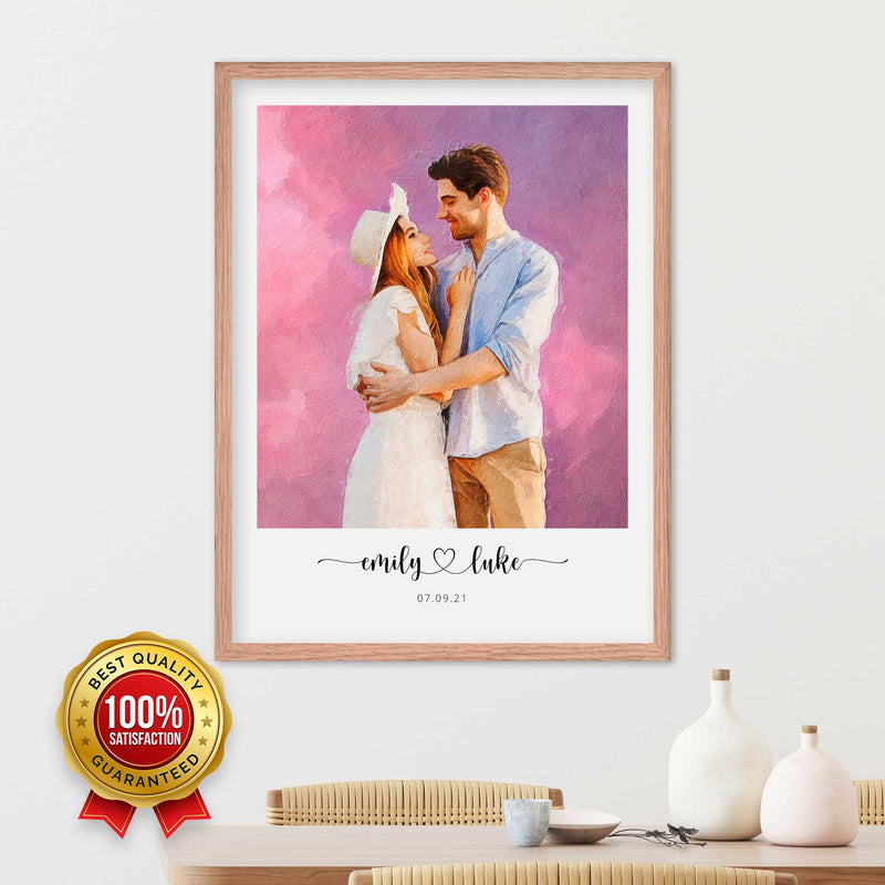 Couple Painting On Canvas, Custom Couple Portrait From Picture, Personalized  Wedding Anniversary Gift, Photo Gift For Couple - Best Personalized Gifts  For Everyone