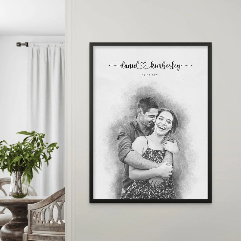 Custom Engagement Anniversary Couple Portrait