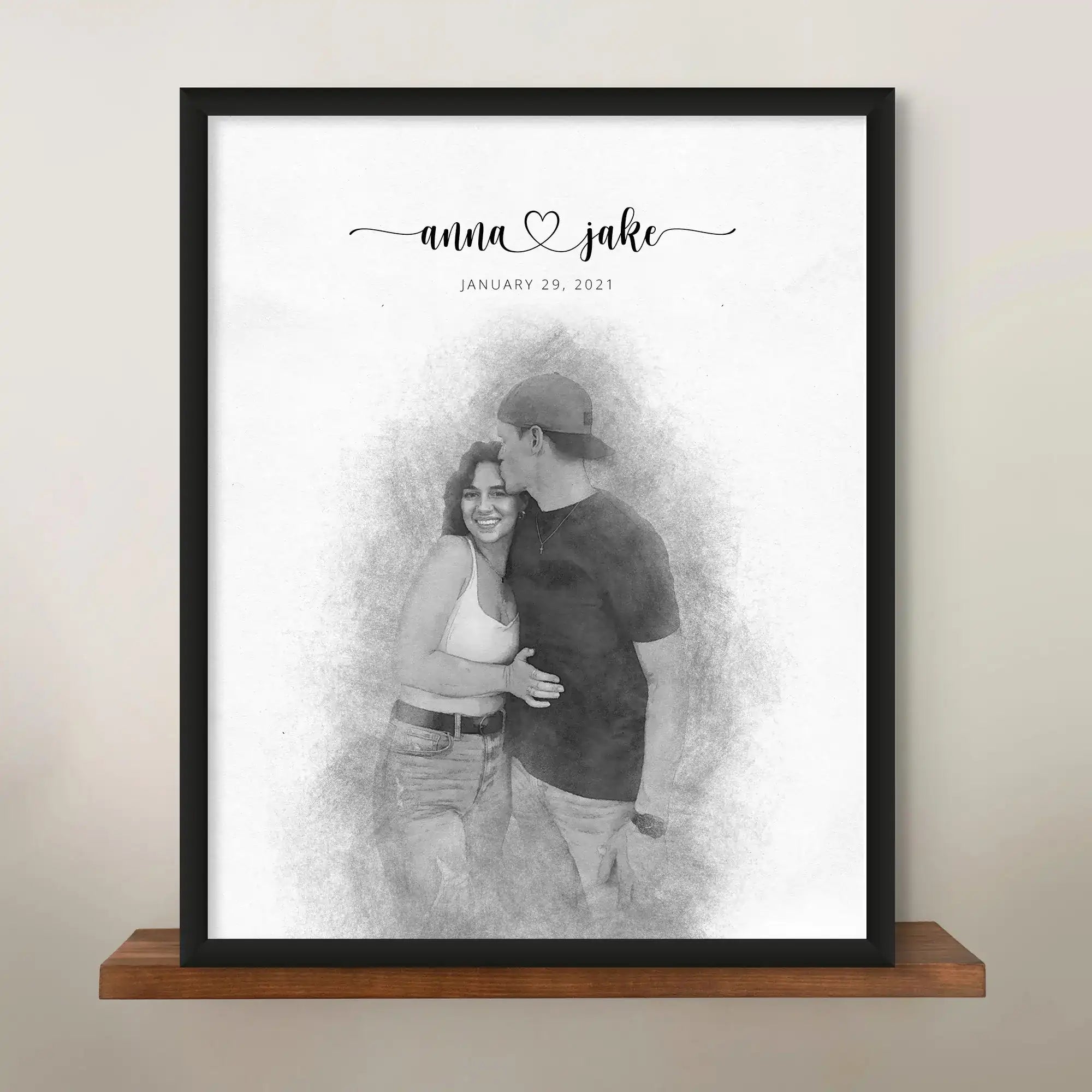 Custom Engagement Anniversary Couple Portrait