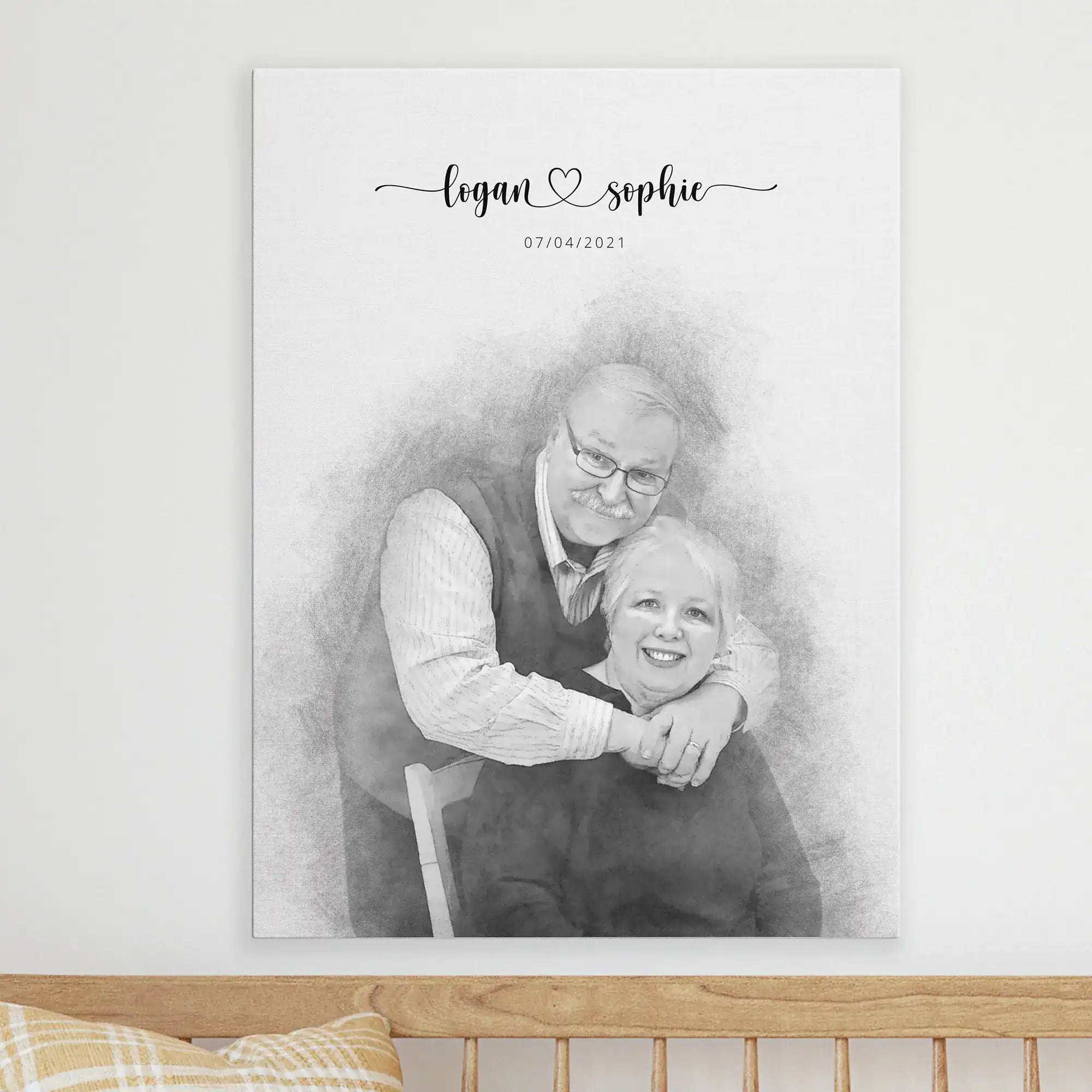 Custom Engagement Anniversary Couple Portrait