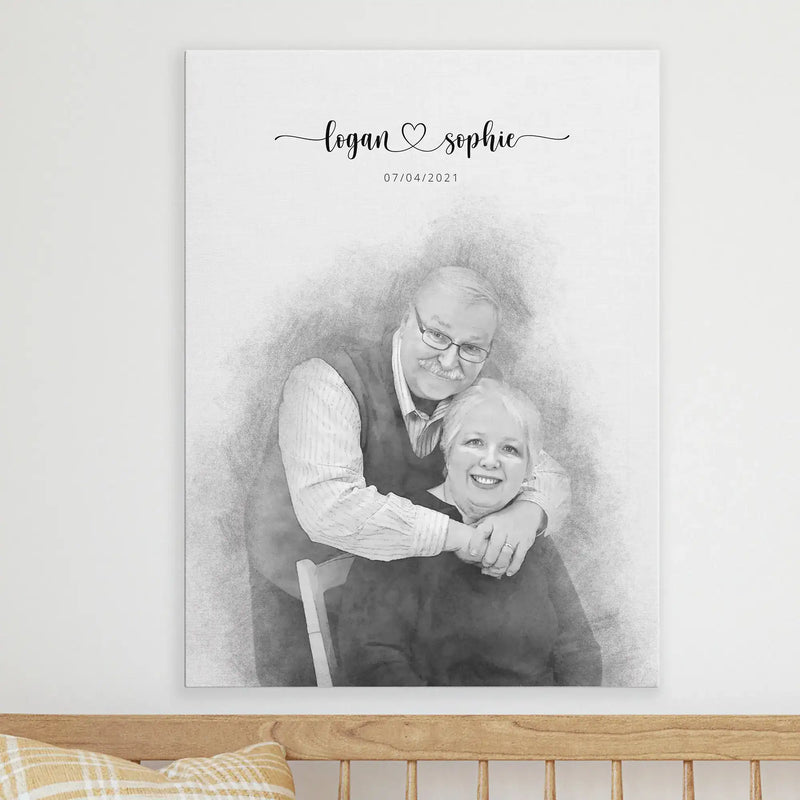 Custom Engagement Anniversary Couple Portrait
