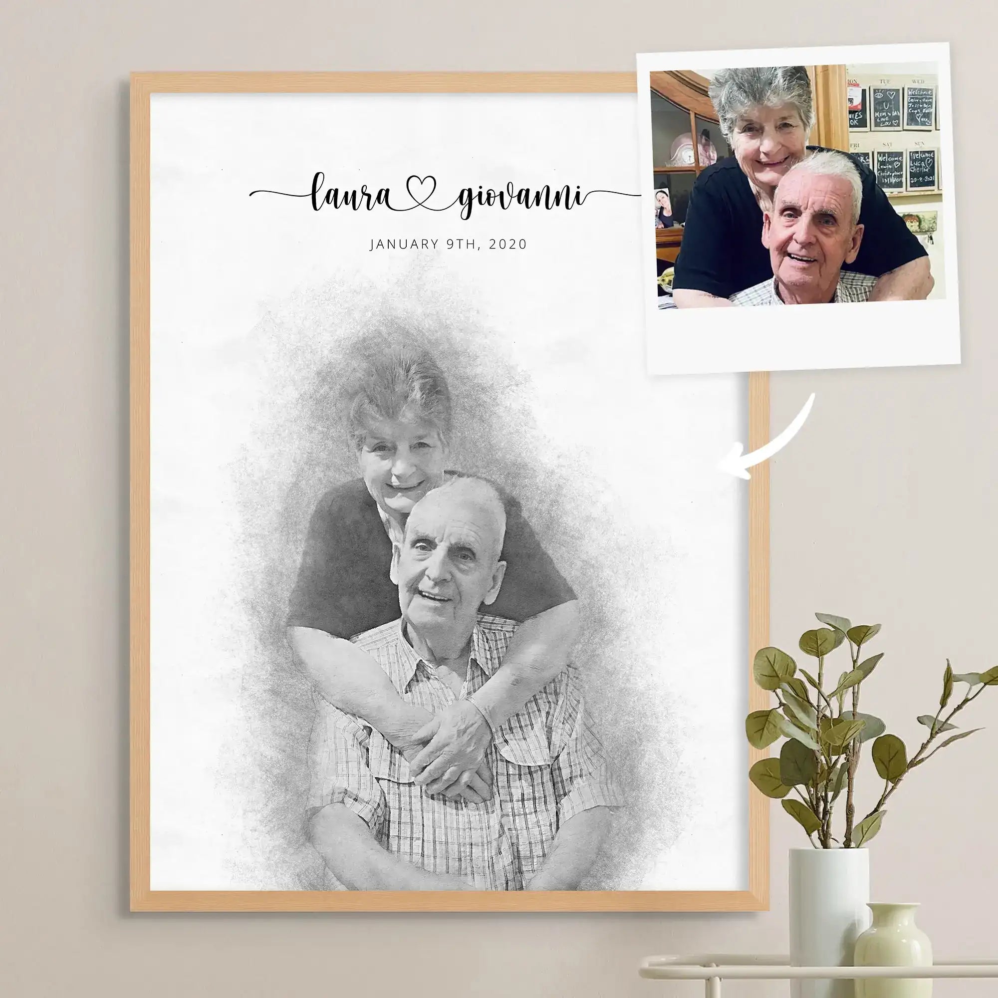 Custom Engagement Anniversary Couple Portrait