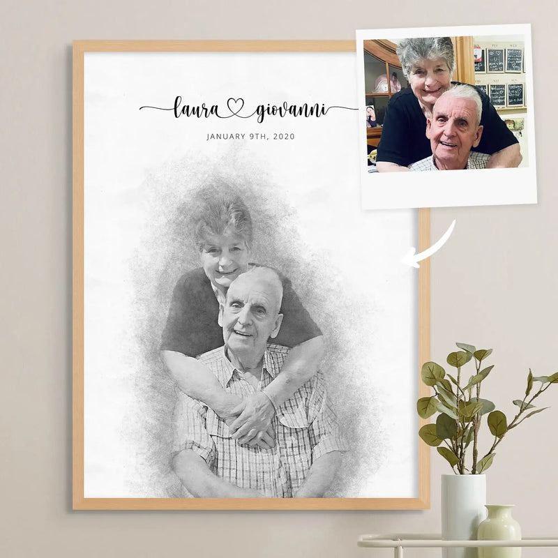 Custom Engagement Anniversary Couple Portrait