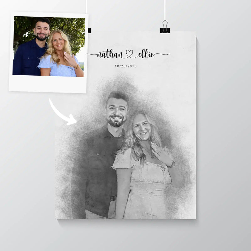 Custom Engagement Anniversary Couple Portrait