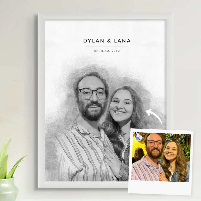 Custom Engagement Anniversary Couple Portrait