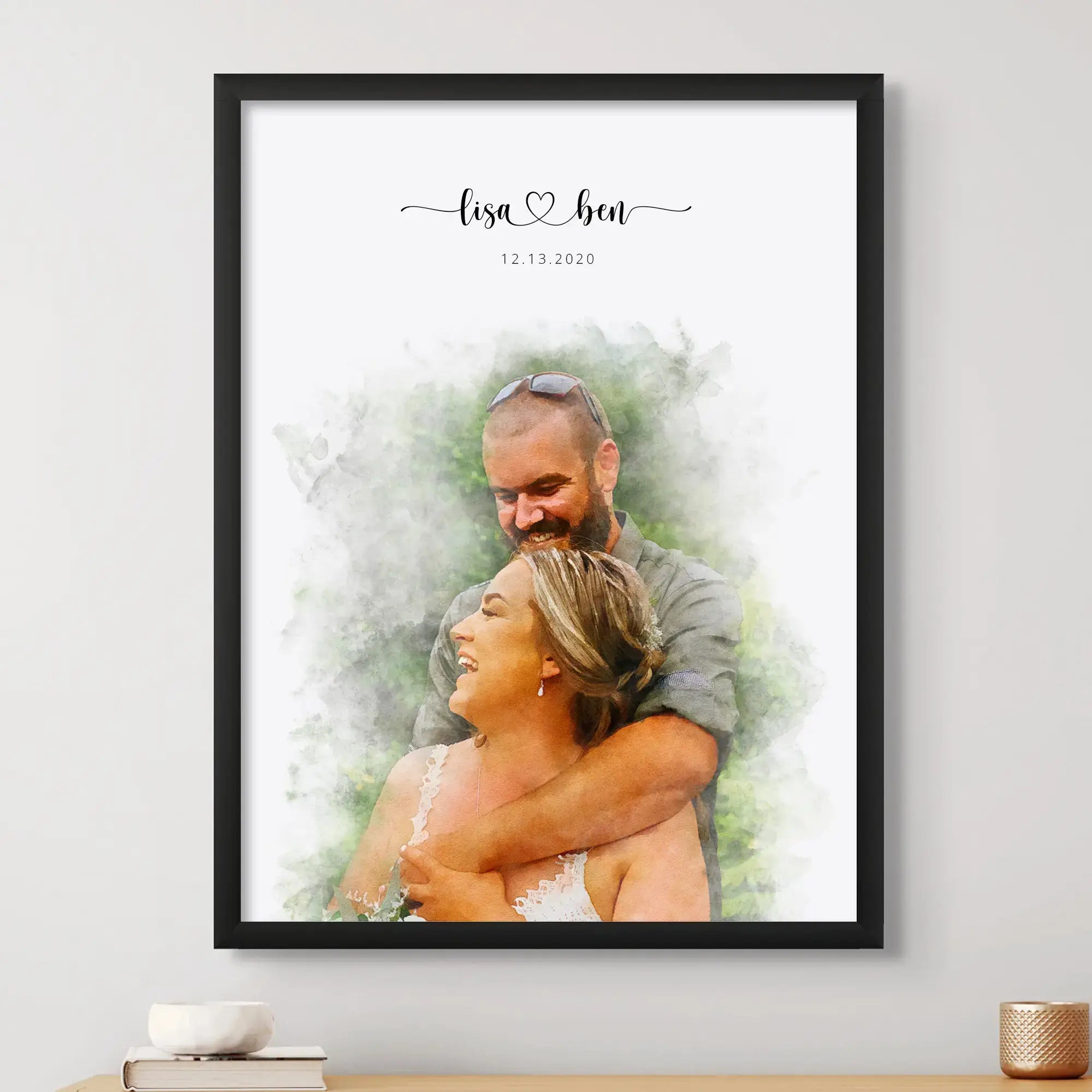 Custom Engagement Anniversary Couple Portrait