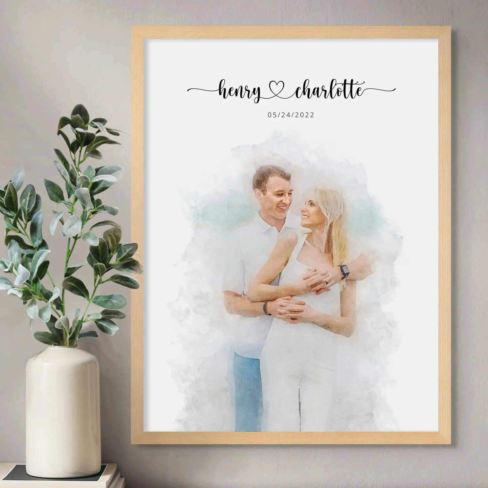 Custom Engagement Anniversary Couple Portrait
