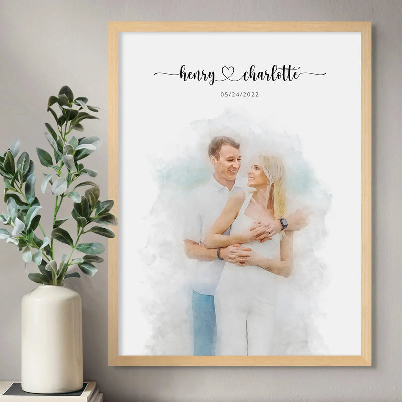 Custom Engagement Anniversary Couple Portrait