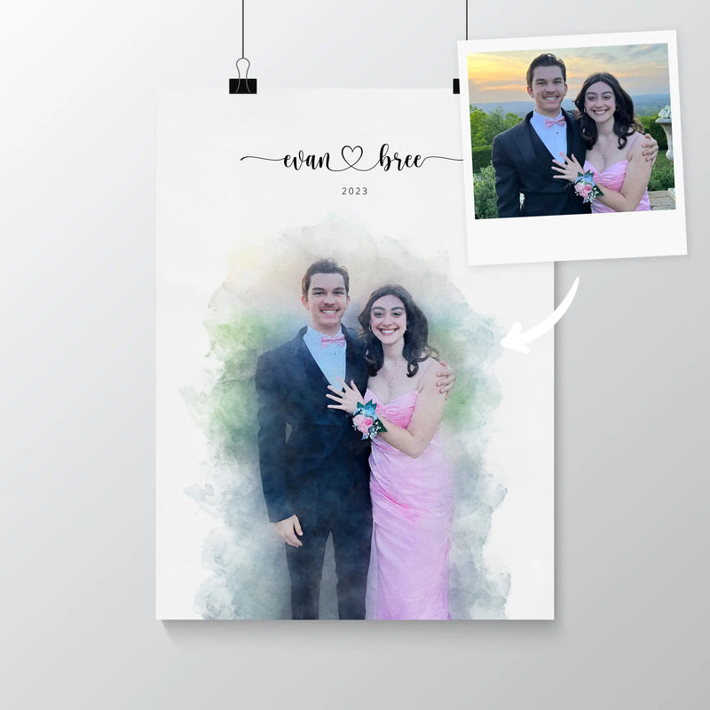 Custom Engagement Anniversary Couple Portrait