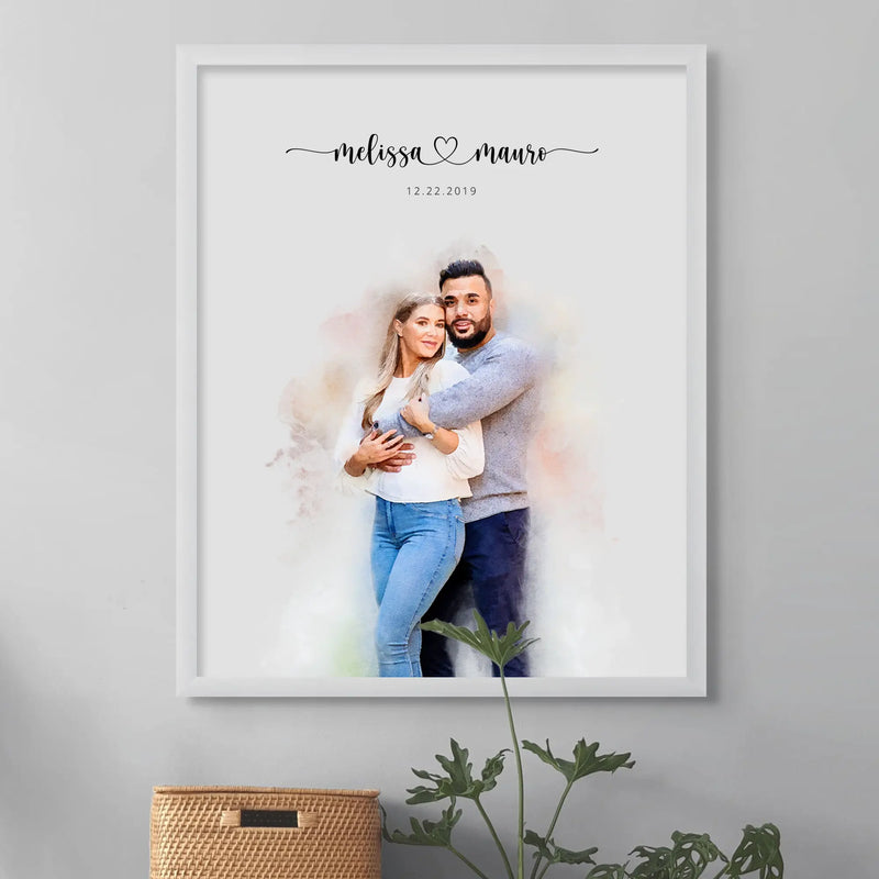 Custom Engagement Anniversary Couple Portrait