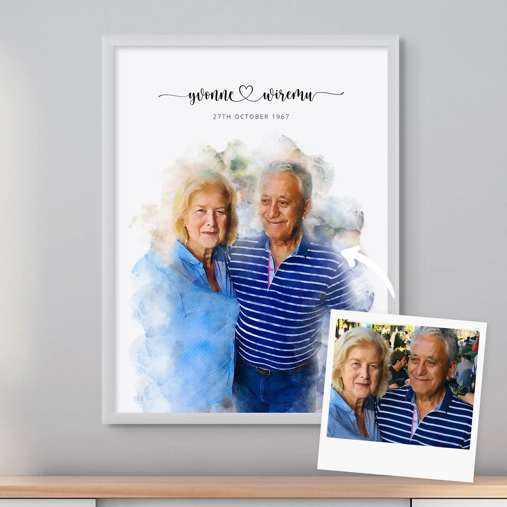 Custom Engagement Anniversary Couple Portrait