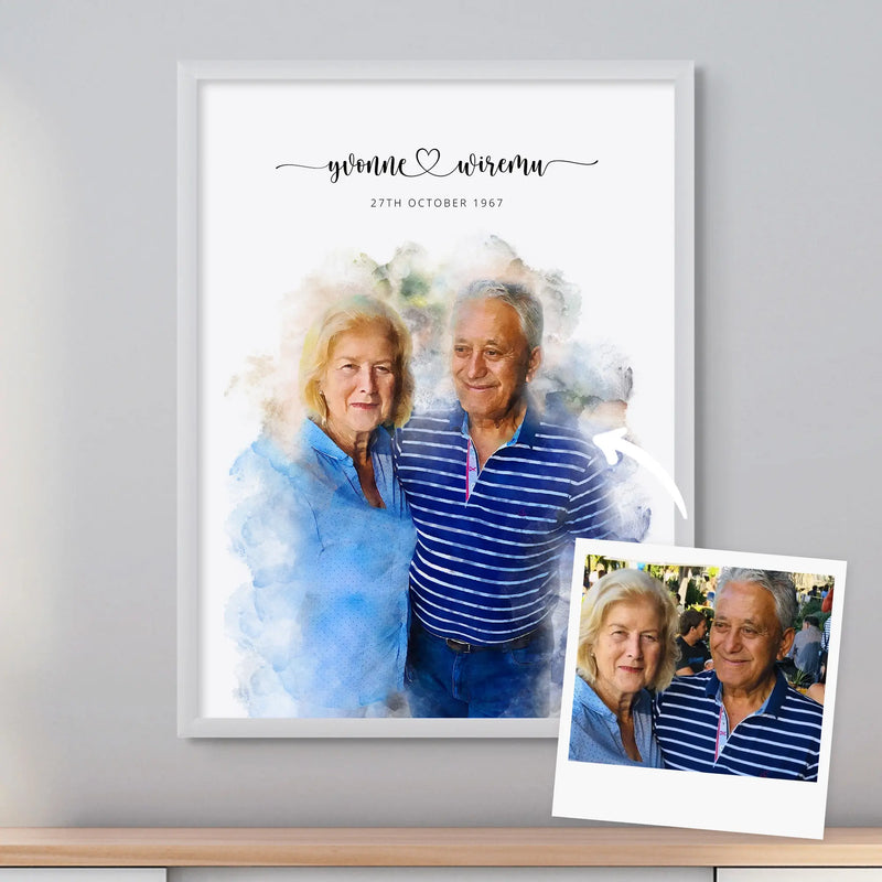Custom Engagement Anniversary Couple Portrait
